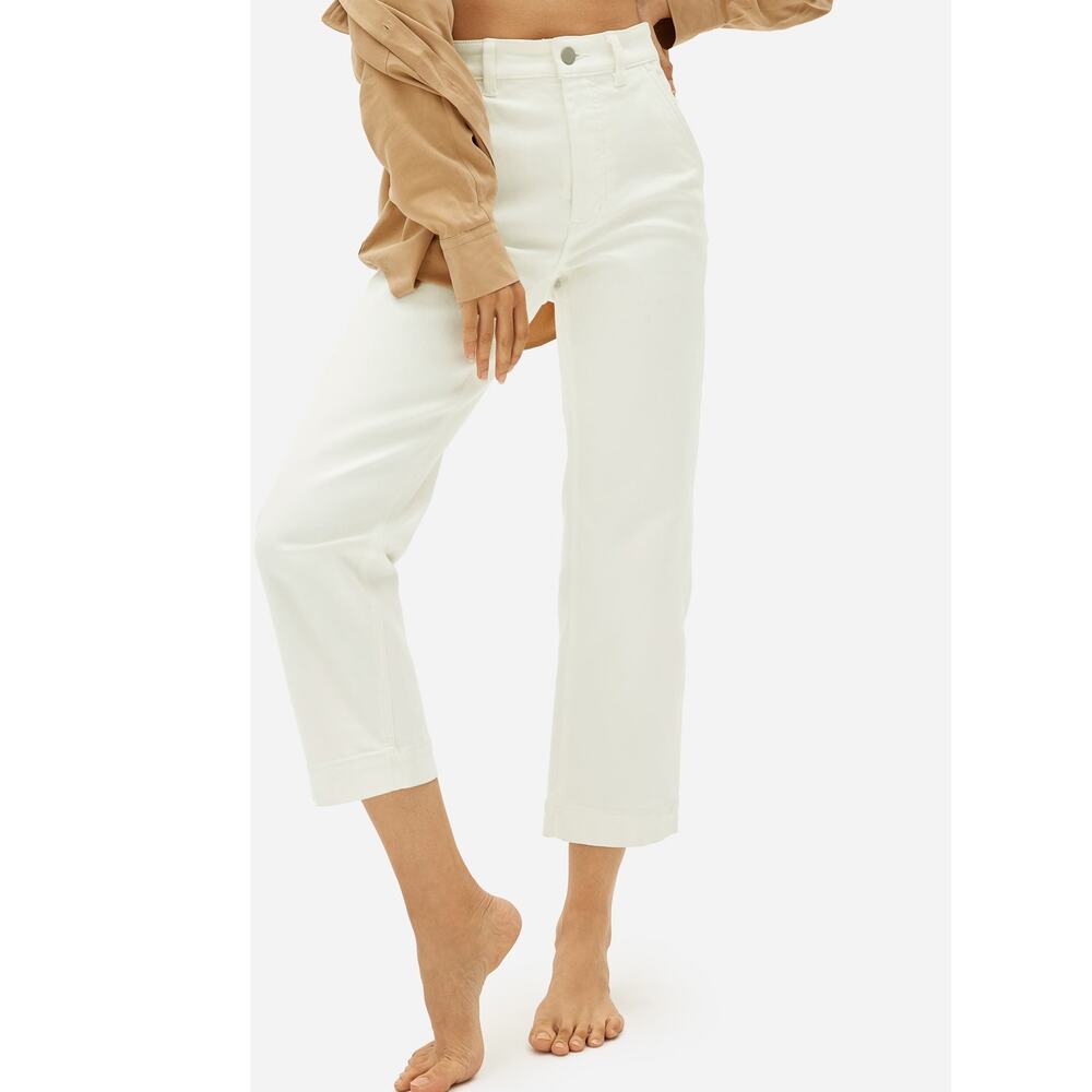 Everlane Straight-Leg Crop Denim Jean, Bone White, Size 00